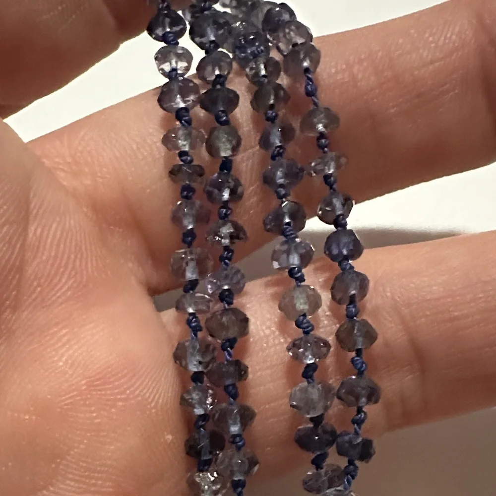 925 Blue Crystals and  Garnet Pendant  Necklace